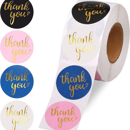 800Pcs Thank You Stickers 1.5", 4-Color Roll, for Small Business Adhesive Sticker Labels, Round Business, Birthdays, Weddings, Giveaways, Party -