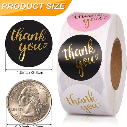 800Pcs Thank You Stickers 1.5", 4-Color Roll, for Small Business Adhesive Sticker Labels, Round Business, Birthdays, Weddings, Giveaways, Party -