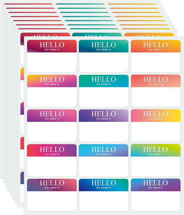 345 Pcs Name Tags Rainbow Sticker Hello My is Stickers 15 Color Tag for School Office Home (3 x2)