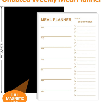 Weekly Meal Planner Magnetic, 2 Pack Undated Tear-off Sheets Planning Notepad, Magnetic for Refrigerator, Grocery List -