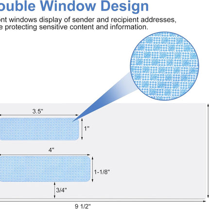 #10 Window Envelopes 72P, Double Self Seal for Invoices, Statements and Business Checks, Size 4-1/8 x 9-1/2 Inches (White) -