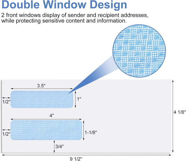 10 Window Envelopes 72P Double Self Seal for Invoices Statements and Business Checks Size 4-1/8 x 9-1/2 – product detail