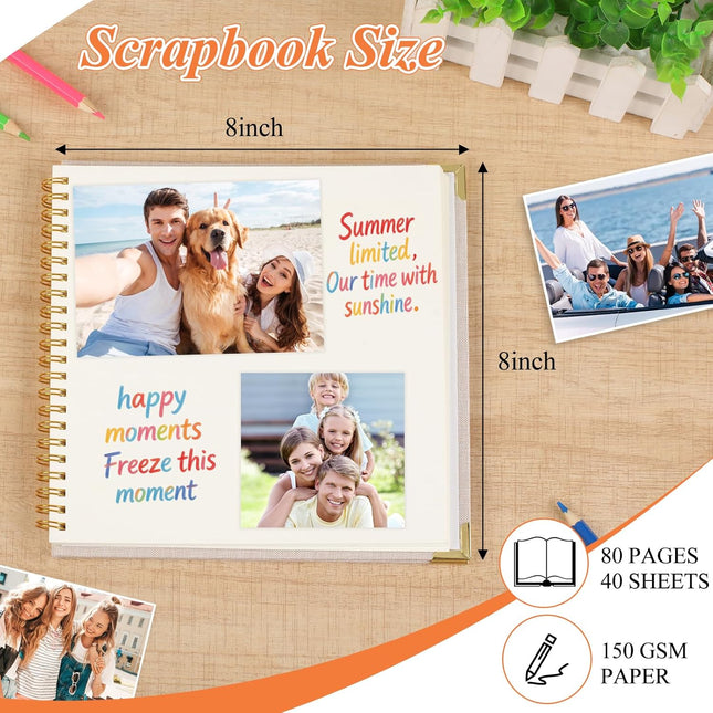 Scrap Book Album 80 Pages 8 x Inch Hardcover Linen Cover Memory Book DIY Scrapbook Photo for Wedding – product detail