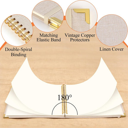 Scrap Book Album 80 Pages, 8 x Inch Hardcover Linen Cover Memory Book, DIY Scrapbook Photo for Wedding, Anniversary Family, Handicraft Projects (Beige) -