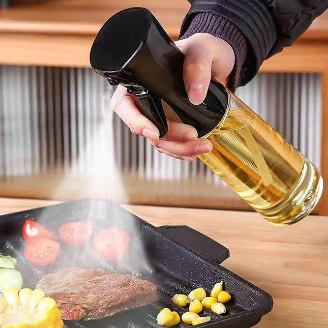Oil Sprayer for Cooking- 200ml Glass Olive Mister Spray Bottle Kitchen Gadgets Accessories Air in Black