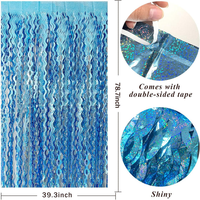 Tinsel Foil Fringe Curtains Wavy Backdrop for Parties Sparkle Metallic Curtain Party Decorations – product detail