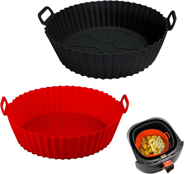 Air Fryer Silicone Liners Pot 8 inch Basket Liners Baking Tray Pots for 3 to 5 Qt fryer Oven Reusable