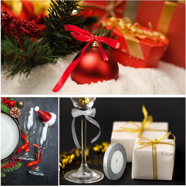 4Color Curling Ribbons for Crafts Satin Glitter Ribbon Gift Wrapping Supplies Christmas Wedding – product detail