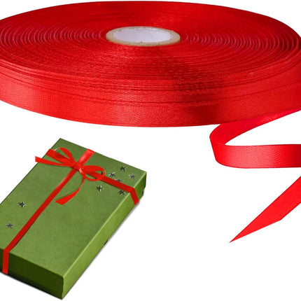 Christmas Ribbons for Crafts Satin Ribbon Gift Wrapping Crafts, Gift, Hair Bows, Wedding Party Decoration, Bow Making Red 3/8-50Yard