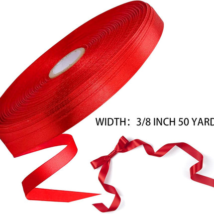 Christmas Ribbons for Crafts Satin Ribbon Gift Wrapping Crafts, Gift, Hair Bows, Wedding Party Decoration, Bow Making Red 3/8-50Yard