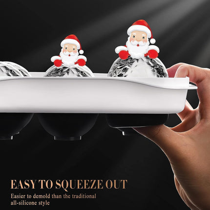 Round Ice Cube Mold with Lid - 2.2 Inch Sphere Ball Maker, Large Whiskey Cubes Easy Release, Reusable Silicone & Plastic Tray for Bourbon, Scotch, Brandy, Cocktails, Gift Black&White
