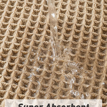 Upgraded Waffle Bath Mat, Super Absorbent Non Slip Mats for Bathroom Floor, Machine Washable Rugs with Tassels, Rubber Backed Mats, Ultra Soft, 17" x 24", Brown 1'5" 2' (Rectangular)