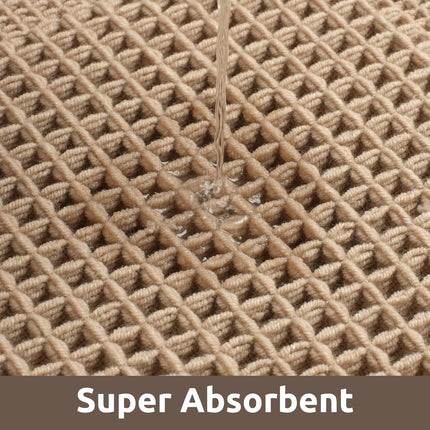 Waffle Bath-Mat, Absorbent Bath Mats for Bathroom Non Slip, Machine Washable Rugs with Tassels Ultra Soft Boho Floor 17''x24'' Beige