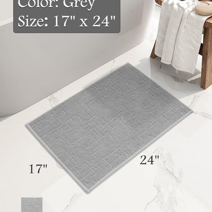 -Bath Mat-Absorbent Quick Dry Bathroom Floor Mats-Washable Rubber Backing Bath Mats for Rugs Fit Under Door-Bath Rug in Front of Sink Bathtub Shower Room, Grey 17''x24'' 17''x24''(Rectangular)