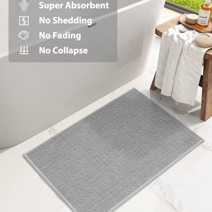 -Bath Mat-Absorbent Quick Dry Bathroom Floor Mats-Washable Rubber Backing Bath Mats for Rugs Fit Under Door-Bath Rug in Front of Sink Bathtub Shower Room, Grey 17''x24'' 17''x24''(Rectangular)