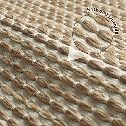 Unique Woven Bath Mat, Super Absorbent Non Slip Mats for Bathroom Floor Textured Mat Quick Dry Washable Boho Thin Rugs Beside Tub, 17" x 24", Brown 24"