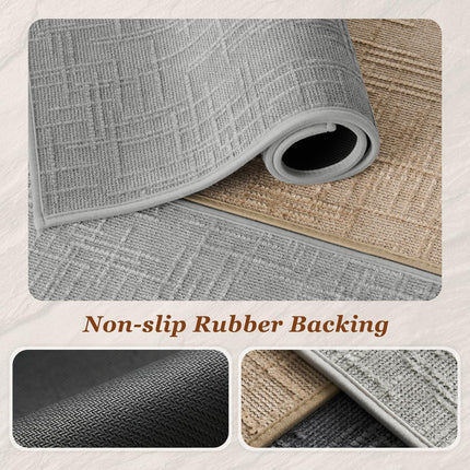 Bath Mat Non Slip Super Absorbent Quick Dry Mats for Bathroom Floor Rubber Backing Washable Rugs Modern Woven Jacquard Mat, Beside Tub Rugs, 17" x 24", LightGrey Lightgrey 24"