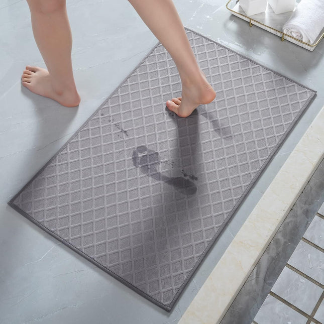 Ultra Thin Bath Mat Rubber Backed Mats for Bathroom Non Slip Absorbent Mat Floor Machine Washable Rugs