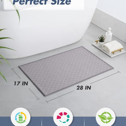 Ultra Thin Bath Mat, Rubber Backed Mats for Bathroom Non Slip, Absorbent Mat Floor Machine Washable Rugs, Shower, Sink (17"x28", Grey) Grey 17"x28"