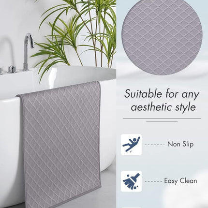 Ultra Thin Bath Mat, Rubber Backed Mats for Bathroom Non Slip, Absorbent Mat Floor Machine Washable Rugs, Shower, Sink (17"x28", Grey) Grey 17"x28"