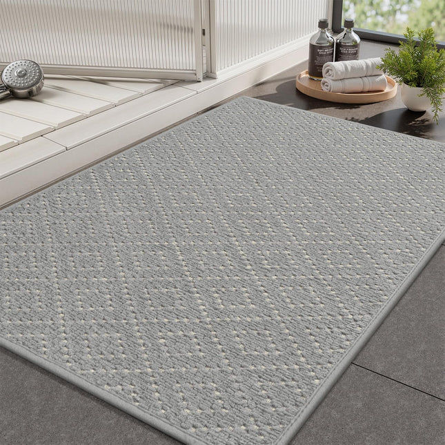 Thin Bath Mat Super Absorbent Mats for Bathroom Quick Dry Rubber Backed Rug Non Slip V1259-DP01-A-4736
