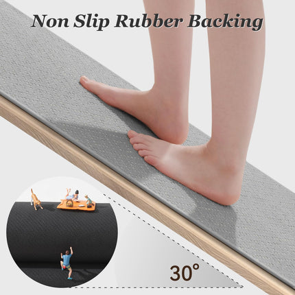 Thin Bath Mat, Super Absorbent Mats for Bathroom, Quick Dry Rubber Backed Rug Non Slip, Chenille Surface Bathroom Rugs Fit Under Door,Low Pile Shower Rug,Grey,17" x 28" Grey 17"
