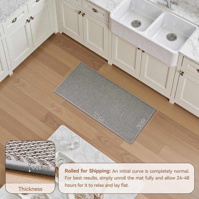 Kitchen Mats for Floor Non Slip Washable Grey Rugs Absorbent Quick Dry and Easy to Clean in Front of Sink – product detail