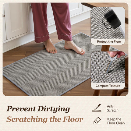 Kitchen Mats for Floor, Non Slip Washable Grey Rugs Absorbent Quick Dry and Easy to Clean, in Front of Sink, 17“*30” Light 17"×30"