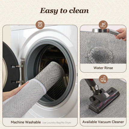 Kitchen Mats for Floor, Non Slip Washable Grey Rugs Absorbent Quick Dry and Easy to Clean, in Front of Sink, 17“*30” Light 17"×30"