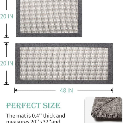Kitchen Rugs and Mats Non Skid Washable, Absorbent Rug for Kitchen, Large Floor in Front of Sink, 2 PCS Set 20"x32"+20"x48" Grey 1'8" x 4' (Rectangular)
