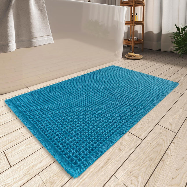 Upgraded Waffle Bath Mat Super Absorbent Non Slip Mats for Bathroom Floor Machine Washable Rugs