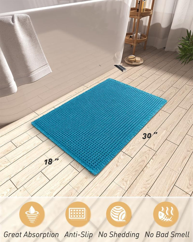Upgraded Waffle Bath Mat Super Absorbent Non Slip Mats for Bathroom Floor Machine Washable Rugs – product detail