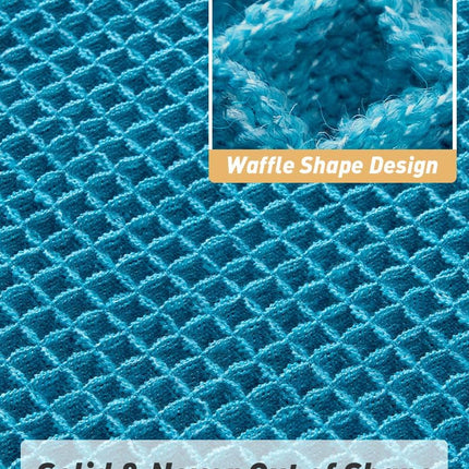 Upgraded Waffle Bath Mat, Super Absorbent Non Slip Mats for Bathroom Floor, Machine Washable Rugs with Tassels, Rubber Backed Mats, Ultra Soft, 18" x 30", Teal -