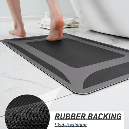 -Bath Rug-Quick Dry Absorbent Rubber Backed Thin Bathroom Rugs Fit Under Door-Bath Mats for Floor Mat in Front of Sink-Shower Rug 17"X27.5" Dark Grey 1'6" x 2'3" (Rectangular)