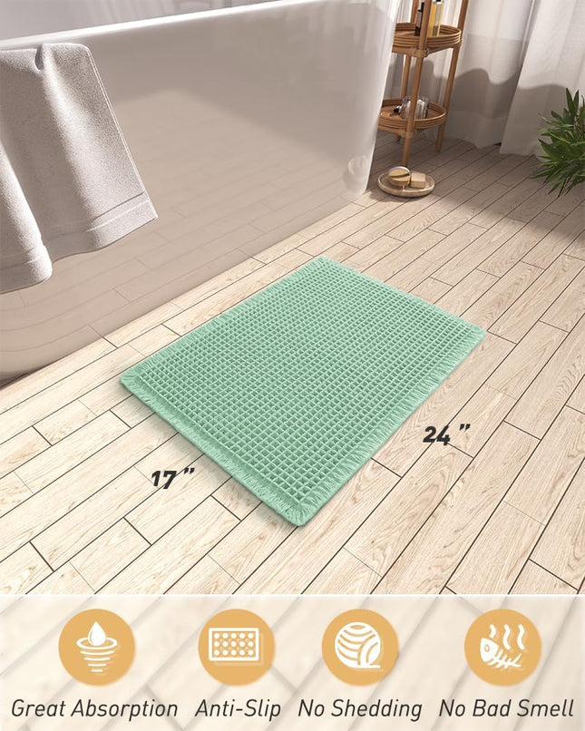 Upgraded Waffle Bath Mat Super Absorbent Non Slip Mats for Bathroom Floor Machine Washable Rugs – product detail
