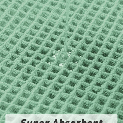 Upgraded Waffle Bath Mat, Super Absorbent Non Slip Mats for Bathroom Floor, Machine Washable Rugs with Tassels, Rubber Backed Mats, Ultra Soft, 17" x 24", Sage -