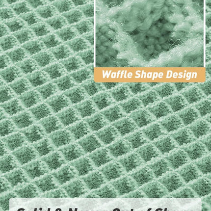 Upgraded Waffle Bath Mat, Super Absorbent Non Slip Mats for Bathroom Floor, Machine Washable Rugs with Tassels, Rubber Backed Mats, Ultra Soft, 17" x 24", Sage -