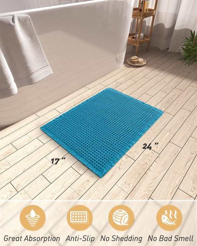 Upgraded Waffle Bath Mat Super Absorbent Non Slip Mats for Bathroom Floor Machine Washable Rugs – product detail
