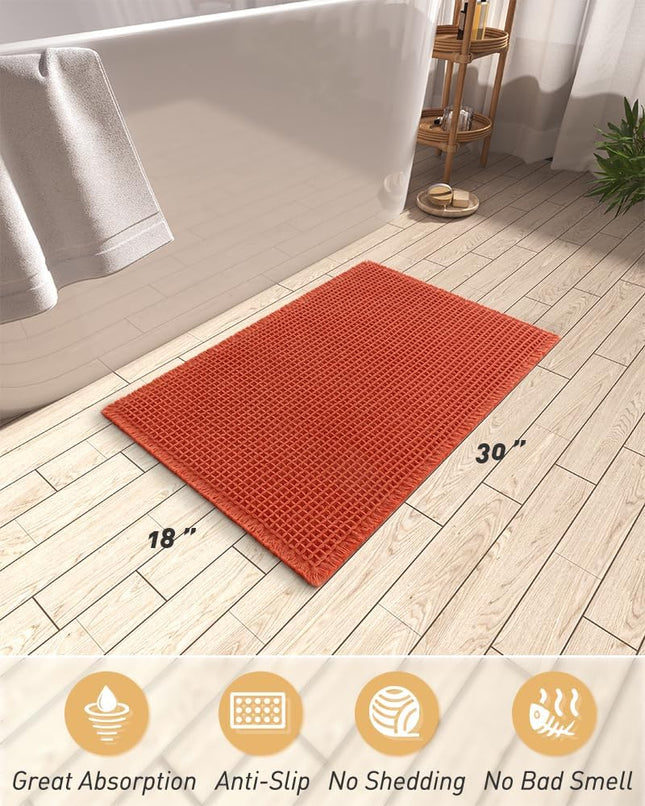 Upgraded Waffle Bath Mat Super Absorbent Non Slip Mats for Bathroom Floor Machine Washable Rugs – product detail