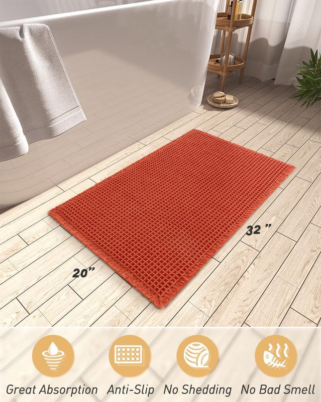 Upgraded Waffle Bath Mat Super Absorbent Non Slip Mats for Bathroom Floor Machine Washable Rugs – product detail