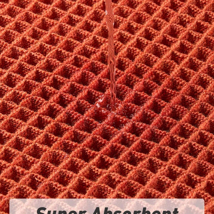 Upgraded Waffle Bath Mat, Super Absorbent Non Slip Mats for Bathroom Floor, Machine Washable Rugs with Tassels, Rubber Backed Mats, Ultra Soft, 20" x 32", Orange -