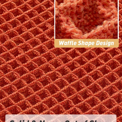 Upgraded Waffle Bath Mat, Super Absorbent Non Slip Mats for Bathroom Floor, Machine Washable Rugs with Tassels, Rubber Backed Mats, Ultra Soft, 20" x 32", Orange -