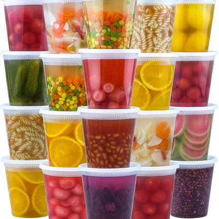 50 Set 32 oz Deli Containers with Lids, Leak-Proof BPA Free Plastic Take Out Bowls, Food Storage for Takeout Meal Prep Storage, Freezer, Microwave & Dishwasher Safe -
