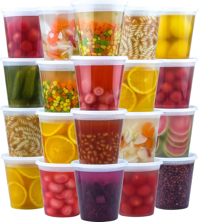 50 Set 32 oz Deli Containers with Lids Leak-Proof BPA Free Plastic Take Out Bowls V1259-DP01-A-4752