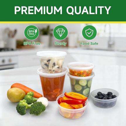 50 Set 32 oz Deli Containers with Lids, Leak-Proof BPA Free Plastic Take Out Bowls, Food Storage for Takeout Meal Prep Storage, Freezer, Microwave & Dishwasher Safe -