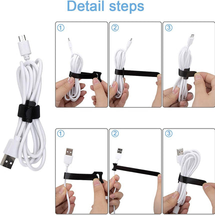 60 PCS 6 Inches Reusable Cable Ties, Adjustable Cord Straps Wire Organizer Wrap and Hook Loop Management - 6inches-60PCS