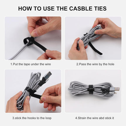 Reusable Cable Ties, 126 PCS 6 Inches Adjustable Cord Straps Wire Organizer Wrap and Hook Loop Management -