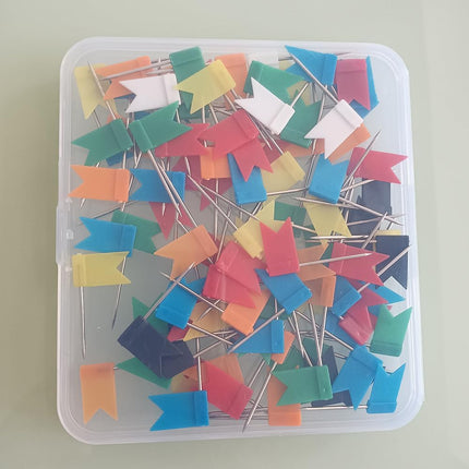 100PCS Map Flag Push Pins,  Colorful Tacks with Steel Points - 7 Colors