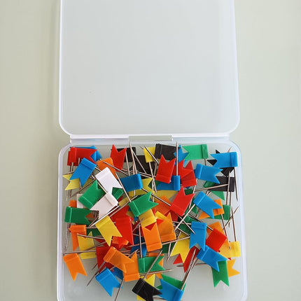 100PCS Map Flag Push Pins,  Colorful Tacks with Steel Points - 7 Colors