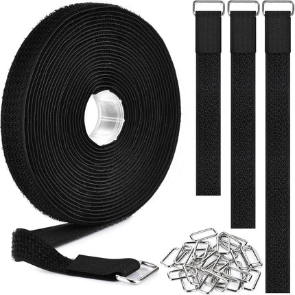 0.75"x19.7ft Hook and Loop Straps with 30 Buckles Adjustable Cut-to-Length Cable Ties - Reusable Nylon Fastening Tape for Storage or Organization (0.75in x 19.7ft) 0.75in 19.7ft